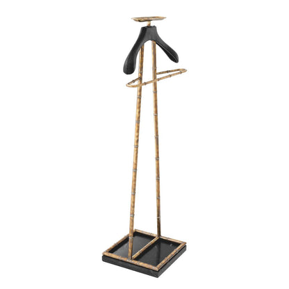 Eichholtz Baker Dressboy, Vintage Brass, Black Leather, Black Marble Base, 19.88"W (113015 YV0J03YXYW)