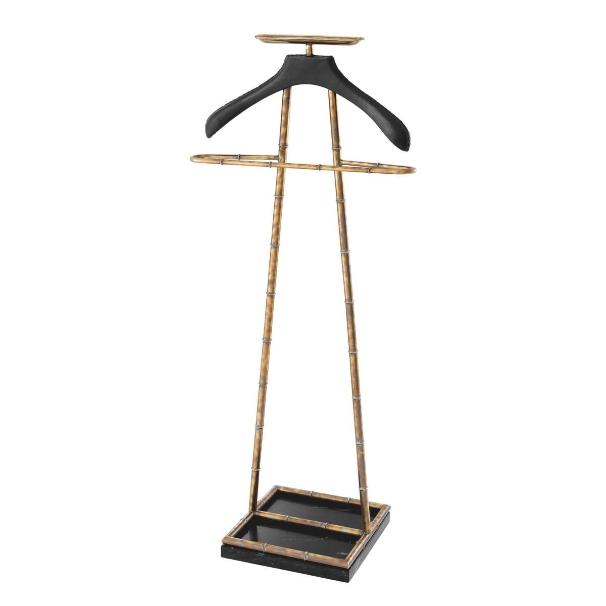 Eichholtz Baker Dressboy, Vintage Brass, Black Leather, Black Marble Base, 19.88"W (113015 YV0J03YXYW)