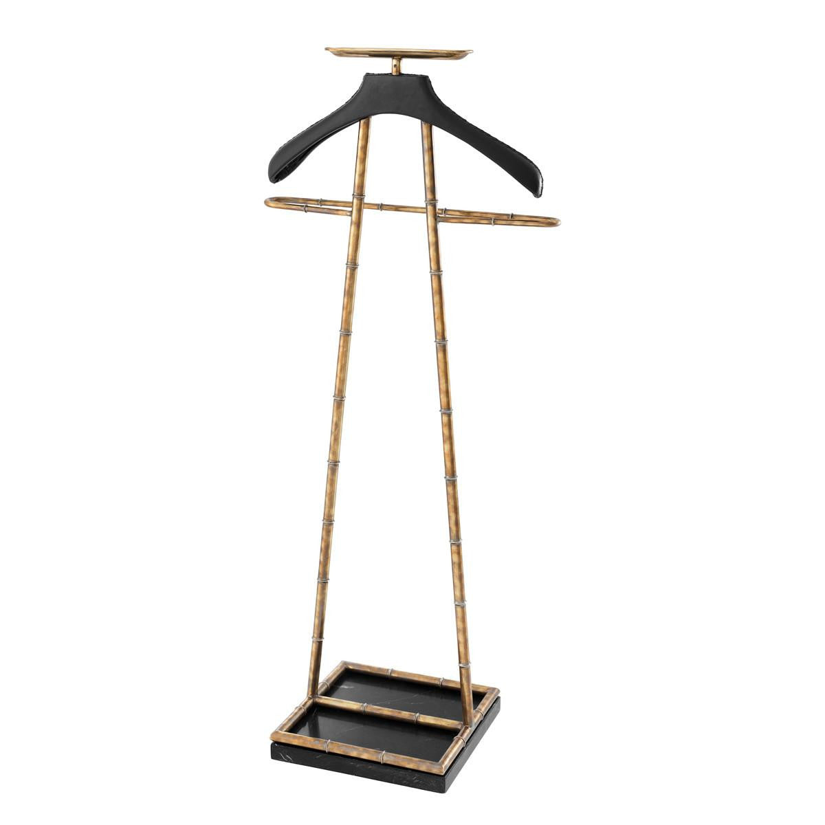 Eichholtz Baker Dressboy, Vintage Brass, Black Leather, Black Marble Base, 19.88"W (113015 YV0J03YXYW)