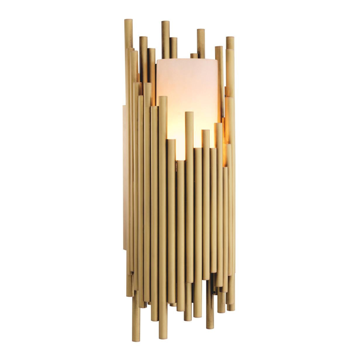 Eichholtz Bartoli Wall Sconce, 1-Light, Antique Brass, Alabaster, 5.91"W (114448UL YV0J041YLW)