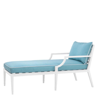 Eichholtz Bella Vista Outdoor Chaise Lounge, Mineral Blue, White Frame, 26.97"W (113221 YV0J041RR1)