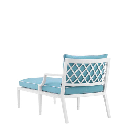 Eichholtz Bella Vista Outdoor Chaise Lounge, Mineral Blue, White Frame, 26.97"W (113221 YV0J041RR1)