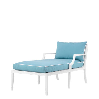 Eichholtz Bella Vista Outdoor Chaise Lounge, Mineral Blue, White Frame, 26.97"W (113221 YV0J041RR1)