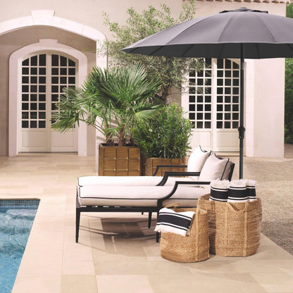 Eichholtz Bella Vista Outdoor Chaise Lounge, White, Black Piping, Black Frame, 26.97"W (113642 YV0J041RR0)