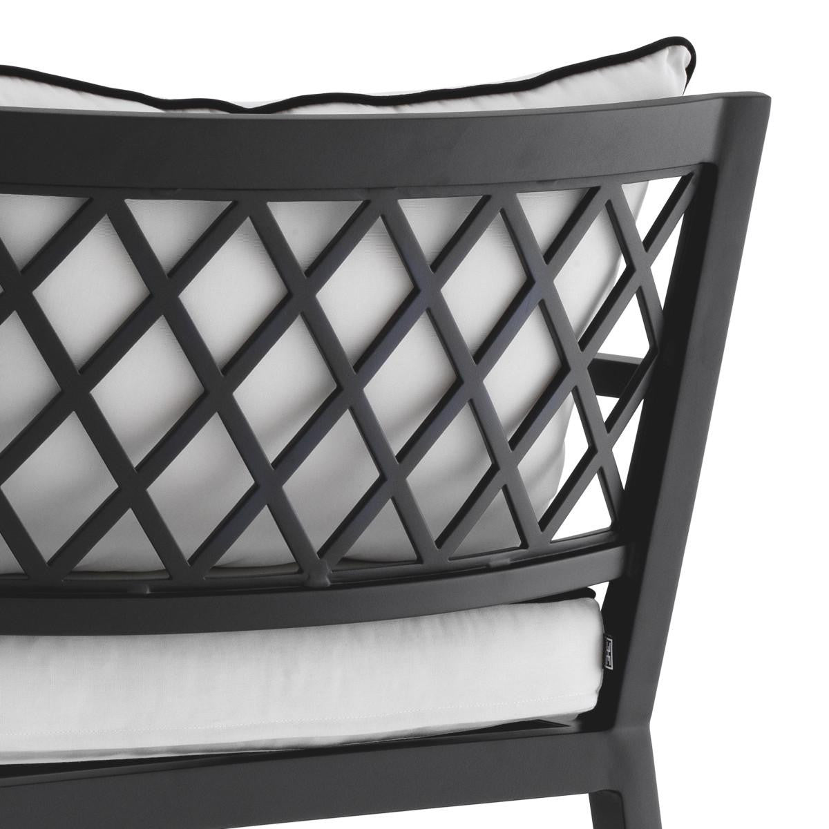 Eichholtz Bella Vista Outdoor Chaise Lounge, White, Black Piping, Black Frame, 26.97"W (113642 YV0J041RR0)
