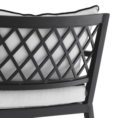 Eichholtz Bella Vista Outdoor Chaise Lounge, White, Black Piping, Black Frame, 26.97"W (113642 YV0J041RR0)