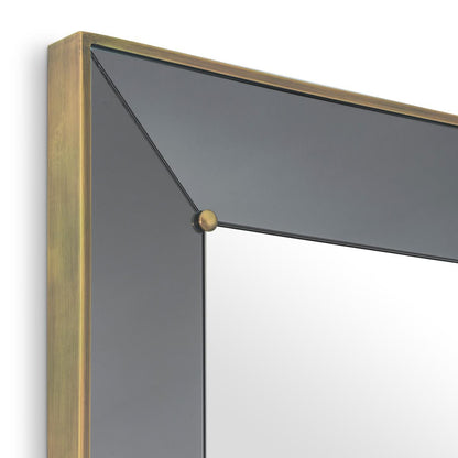 Eichholtz Bellana Mirror, Antique Brass, Smoke Glass, Mirror Glass, Clear Glass Shelf, 39.37"W (116271 YV0J03YYZV)