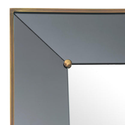 Eichholtz Bellana Mirror, Antique Brass, Smoke Glass, Mirror Glass, Clear Glass Shelf, 39.37"W (116271 YV0J03YYZV)