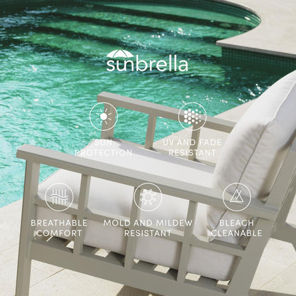 Eichholtz Belle Vue Outdoor Club Chair, Off-White Sunbrella Canvas, Sand, 29.92"W (114933 YV0J041QVK)
