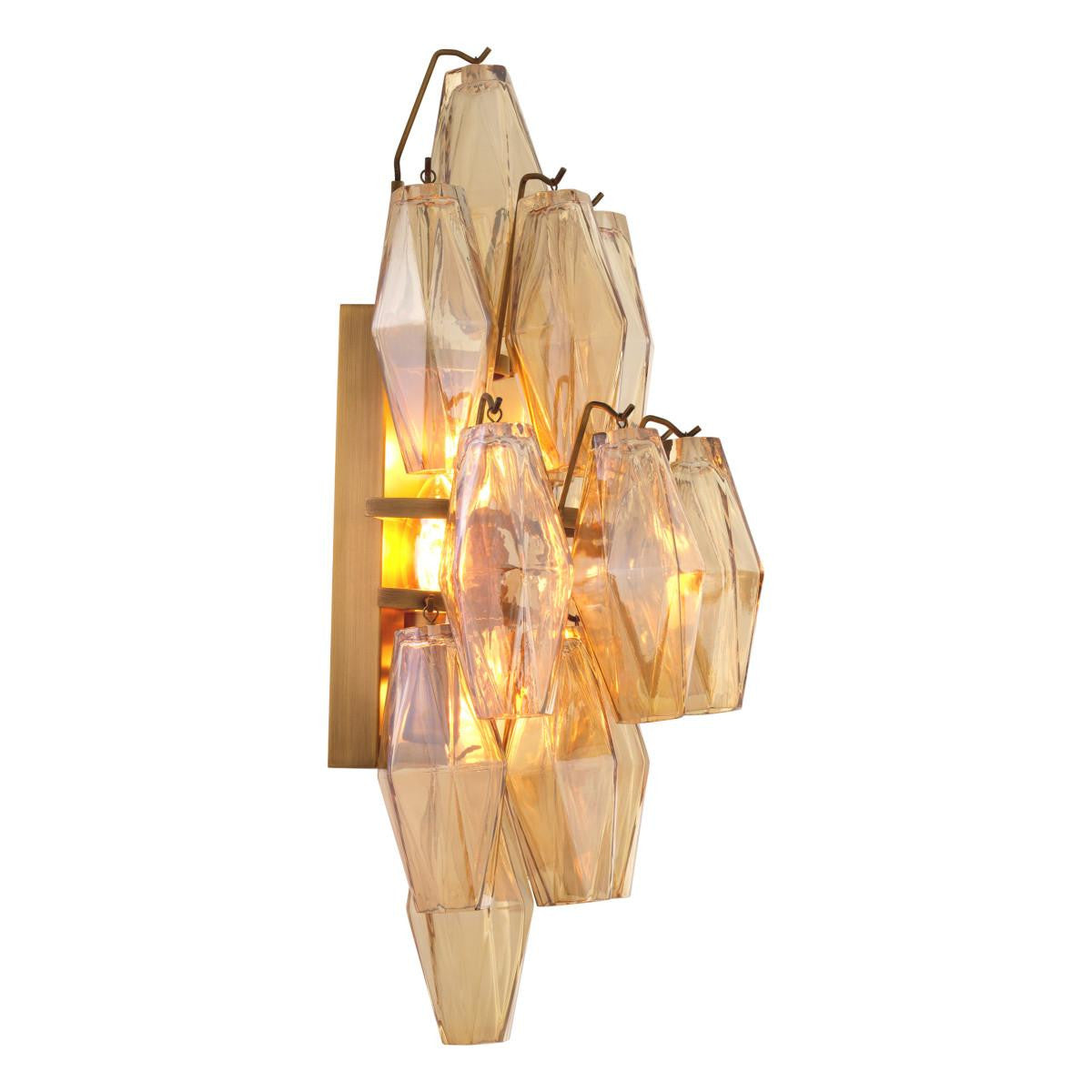 Eichholtz Benini Wall Sconce, 3-Light, Antique Brass, Amber Glass, 12.2"W (115535UL YV0J041YLX)