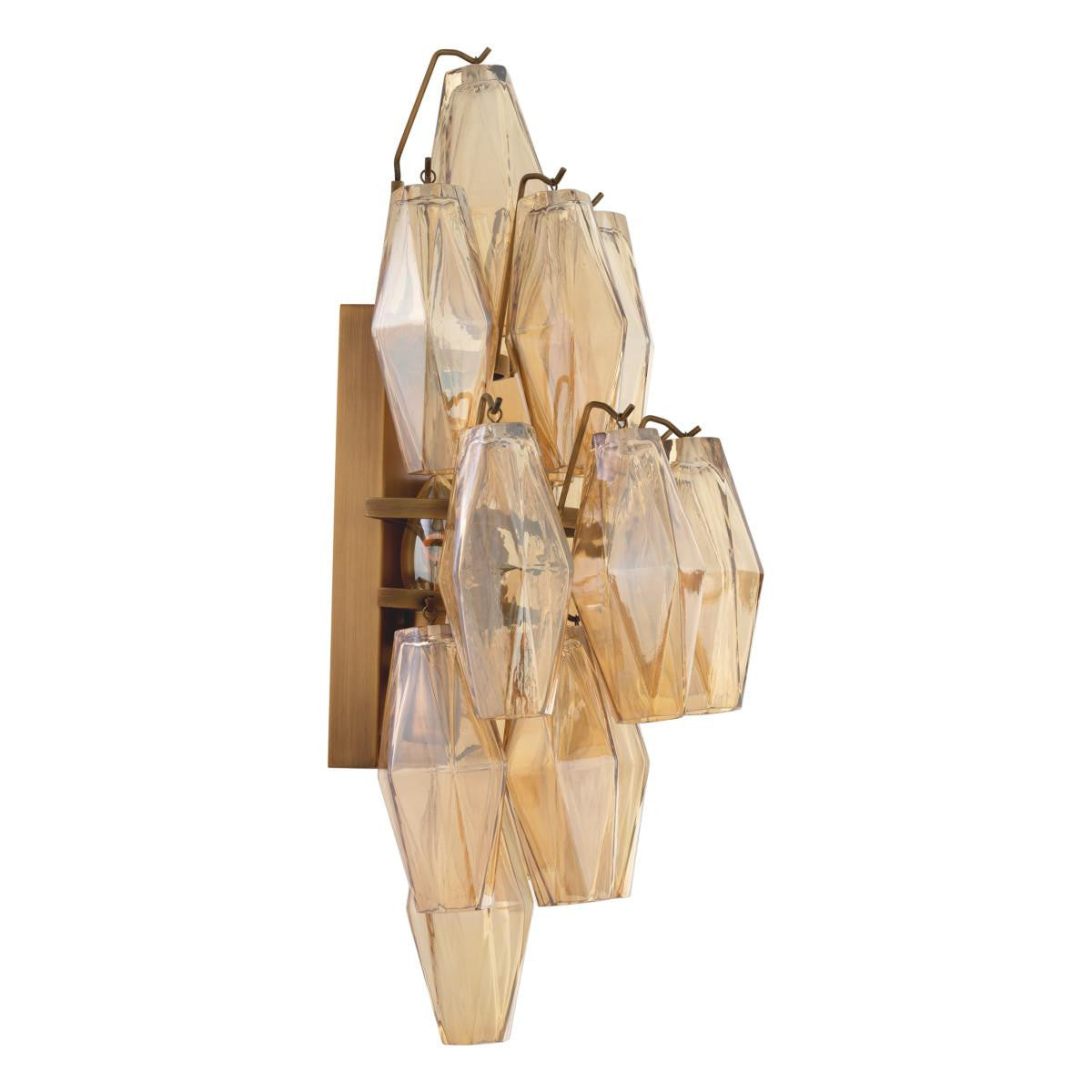 Eichholtz Benini Wall Sconce, 3-Light, Antique Brass, Amber Glass, 12.2"W (115535UL YV0J041YLX)