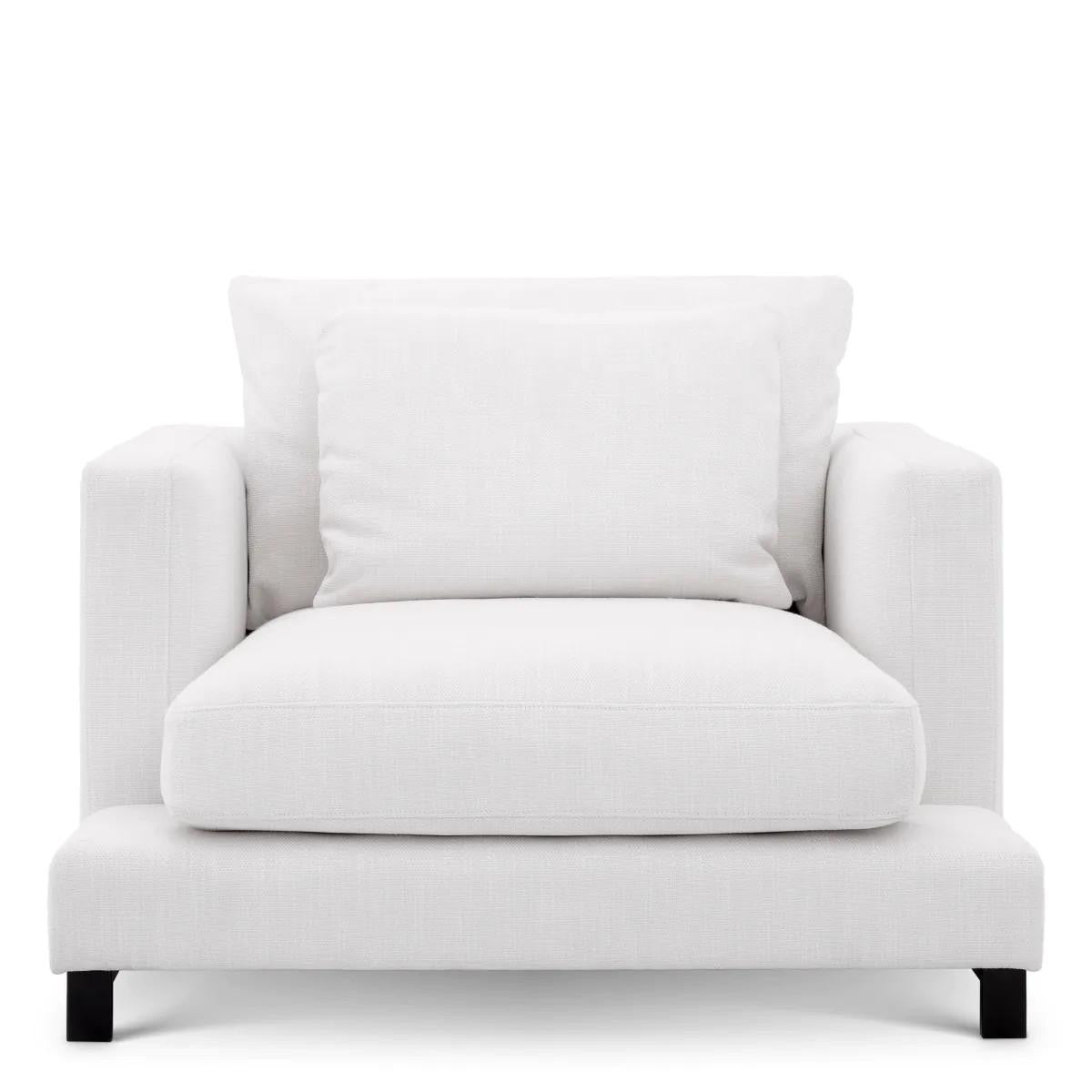 Eichholtz Burbury Armchair, Avalon White Fabric, Black Feet, 25.2"H (A114059 YV0J03YT45)