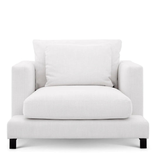 Eichholtz Burbury Armchair, Avalon White Fabric, Black Feet, 25.2"H (A114059 YV0J03YT45)