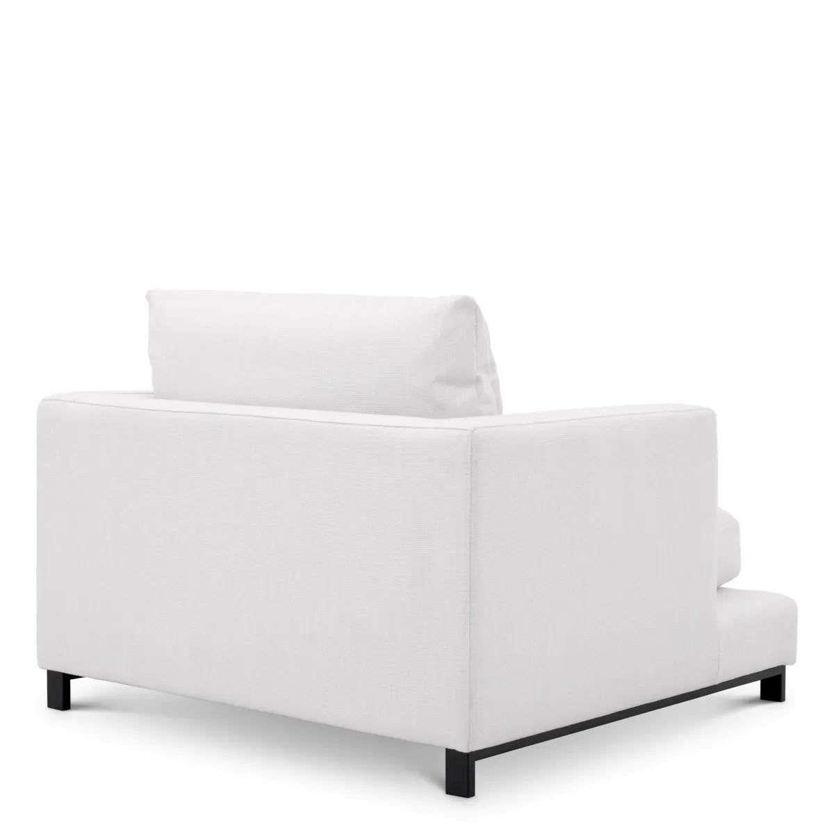 Eichholtz Burbury Armchair, Avalon White Fabric, Black Feet, 25.2"H (A114059 YV0J03YT45)