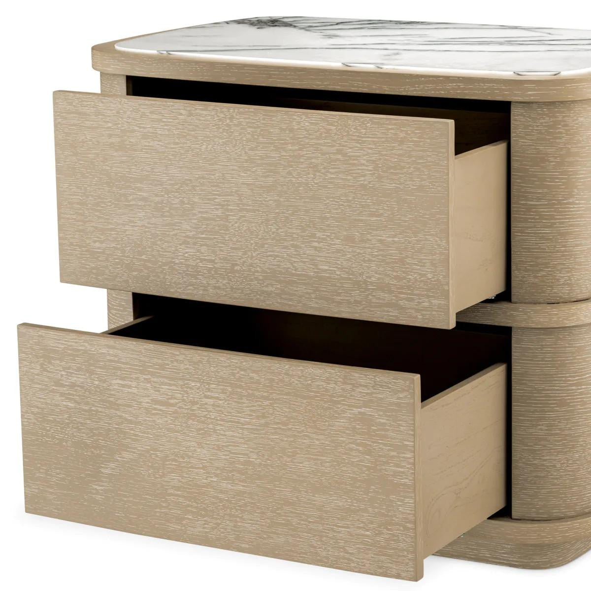 Eichholtz Cabana Nightstand, Washed Oak, White Marble, 19.29"W (115718 YV0J03YP6M)