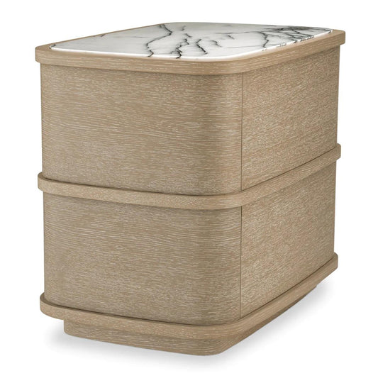 Eichholtz Cabana Nightstand, Washed Oak, White Marble, 19.29"W (115718 YV0J03YP6M)