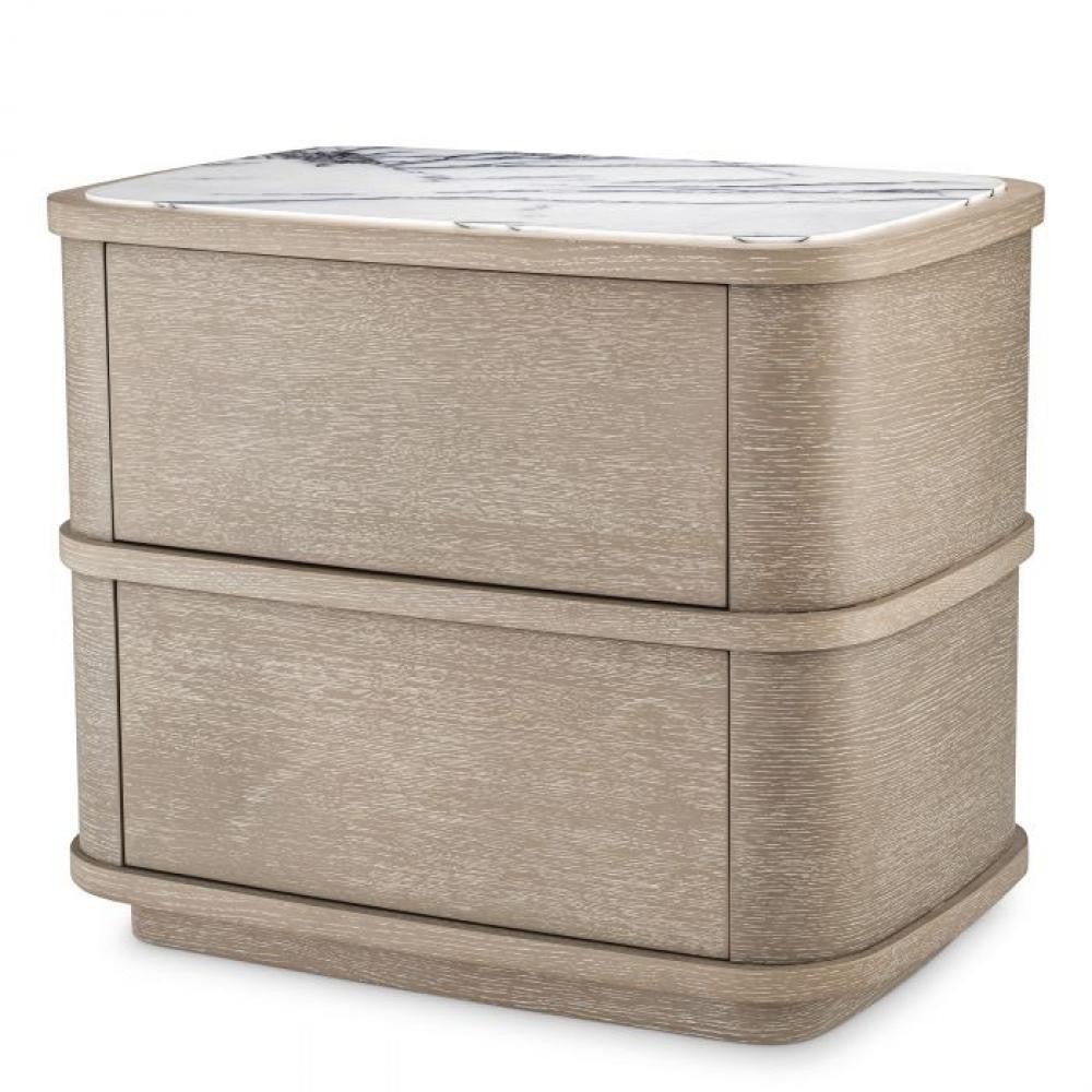 Eichholtz Cabana Nightstand, Washed Oak, White Marble, 19.29"W (115718 YV0J03YP6M)