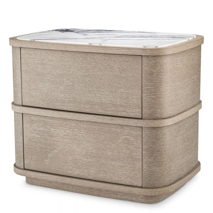 Eichholtz Cabana Nightstand, Washed Oak, White Marble, 19.29"W (115718 YV0J03YP6M)