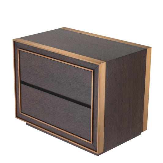 Eichholtz Camelot Nightstand, Brown, Brushed Brass, 29.92"W (114210 YV0J03YP6N)