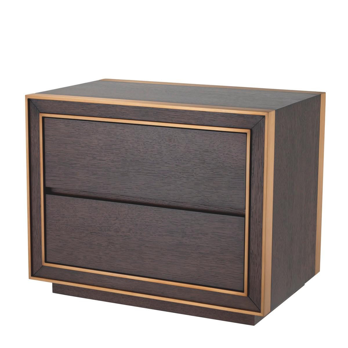Eichholtz Camelot Nightstand, Brown, Brushed Brass, 29.92"W (114210 YV0J03YP6N)