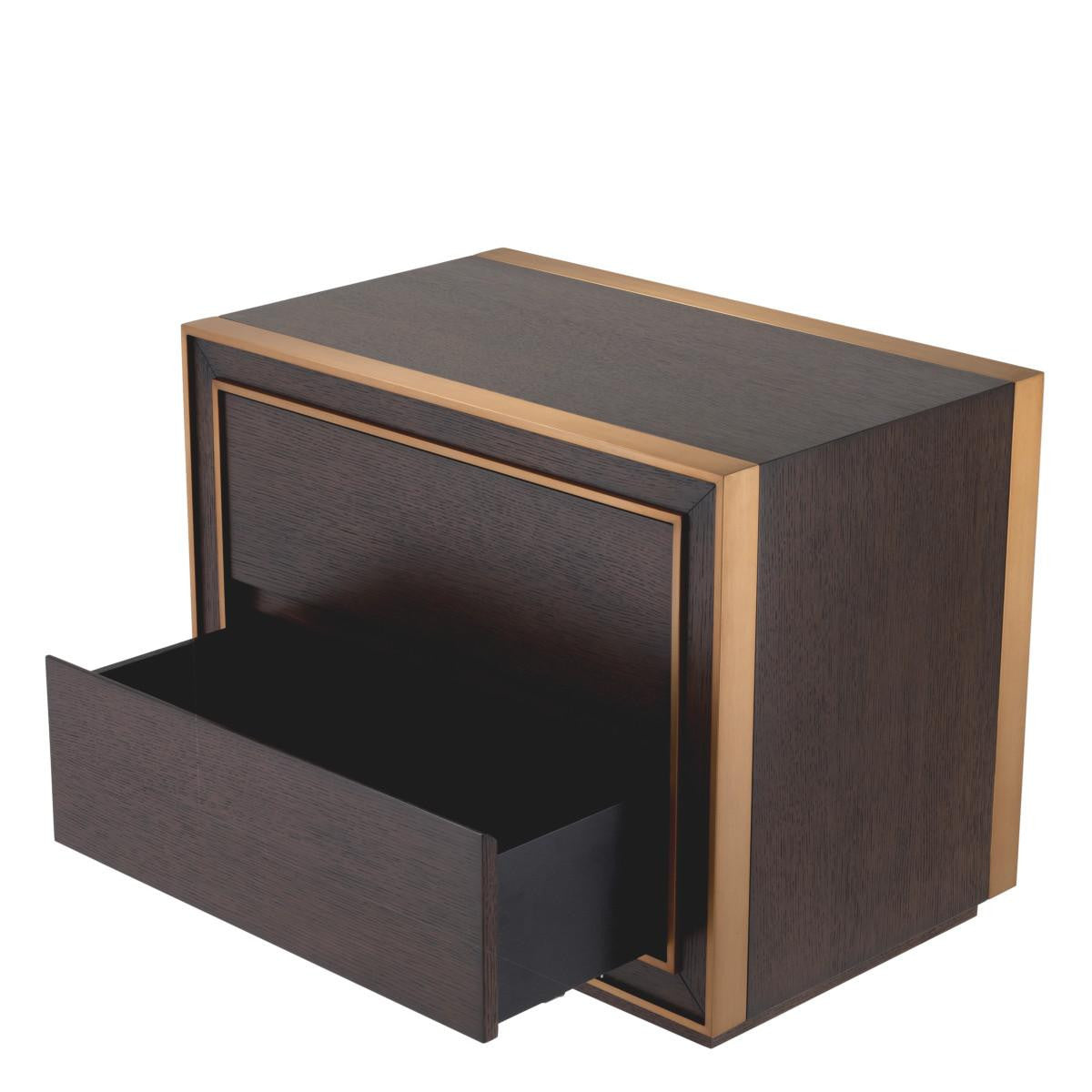 Eichholtz Camelot Nightstand, Brown, Brushed Brass, 29.92"W (114210 YV0J03YP6N)