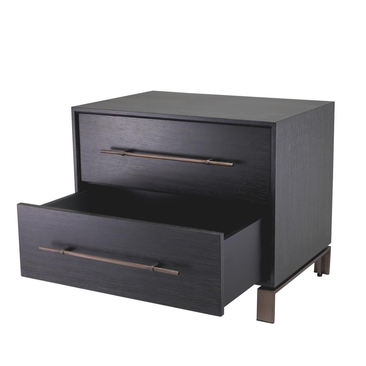 Eichholtz Canova Nightstand, Charcoal Gray, Bronze, 25.59"W (114717 YV0J03YP6P)