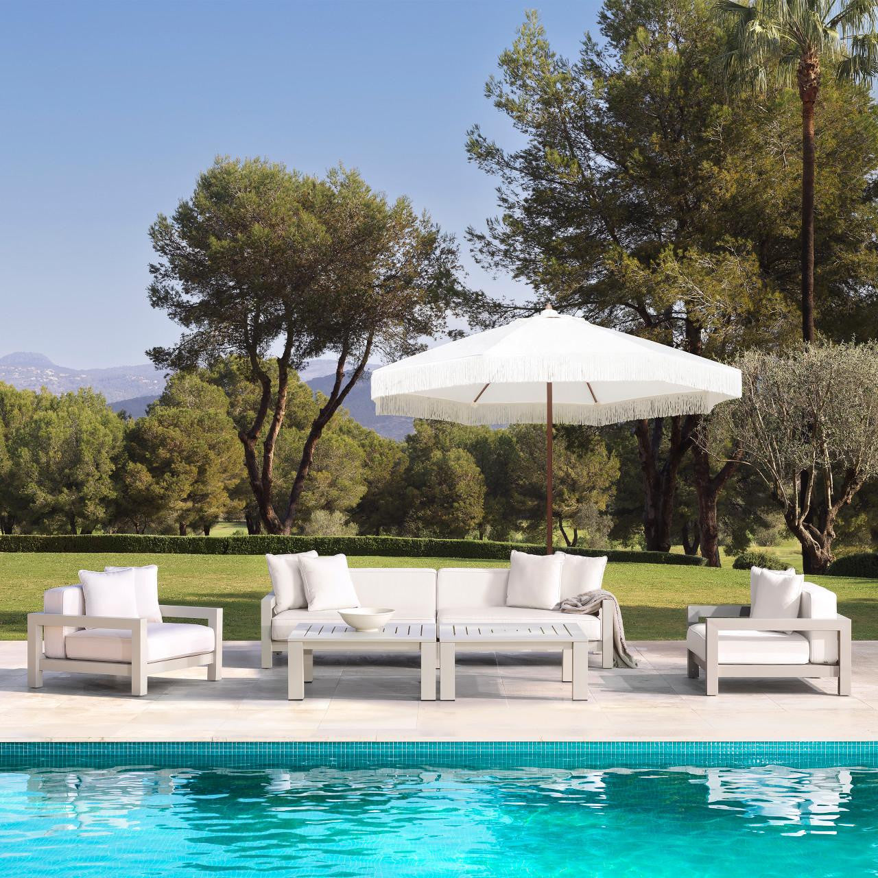 Eichholtz Cap-Antibes Outdoor Sofa, Off-White Sunbrella Canvas, Sand, 107.68"W (113651 YV0J041RT1)