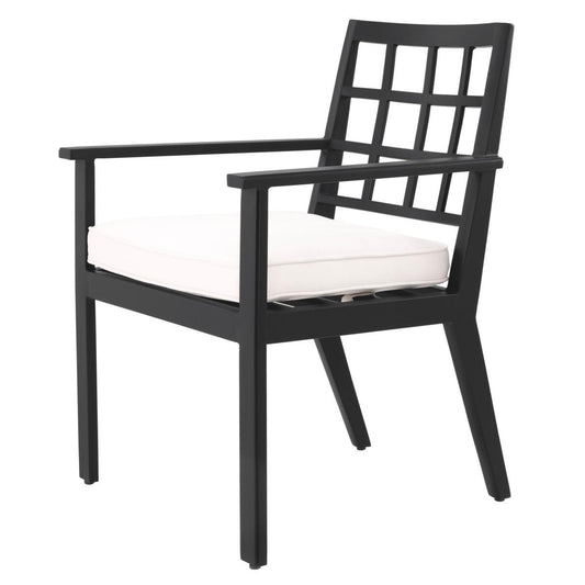 Eichholtz Cap-Ferrat Outdoor Dining Chair, White, Black Frame, 25.39"W (115024 YV0J041RR9)