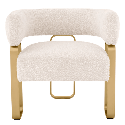 Eichholtz Capricorn Armchair, Boucle Cream Fabric, Brushed Brass Frame, 27.56"H (A116759 YV0J03YT46)