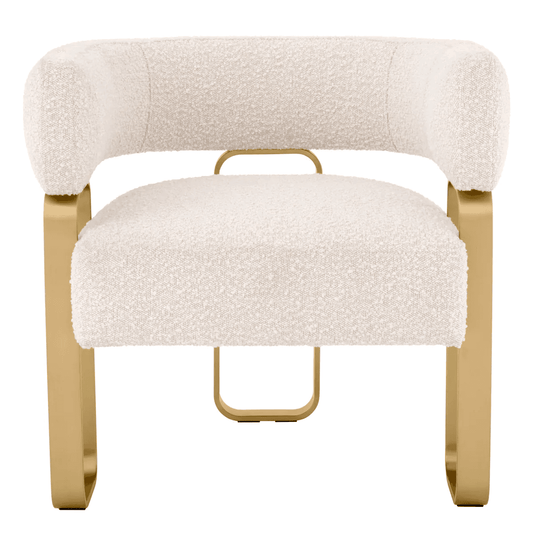 Eichholtz Capricorn Armchair, Boucle Cream Fabric, Brushed Brass Frame, 27.56"H (A116759 YV0J03YT46)