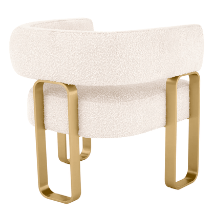 Eichholtz Capricorn Armchair, Boucle Cream Fabric, Brushed Brass Frame, 27.56"H (A116759 YV0J03YT46)
