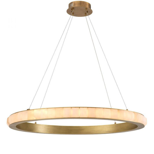 Eichholtz Chandelier Cabildo Alabaster, Antique Brass
