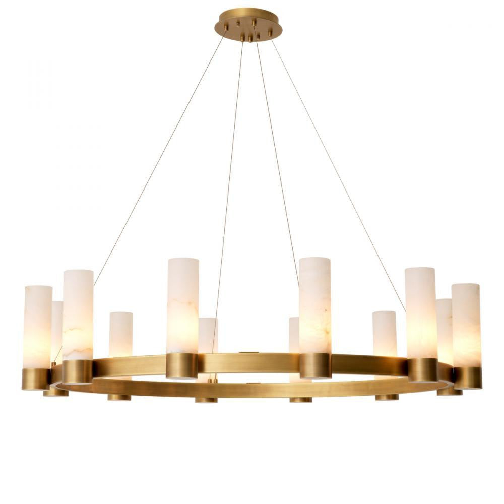 Eichholtz Chandelier Castro Antique Brass, Alabaster