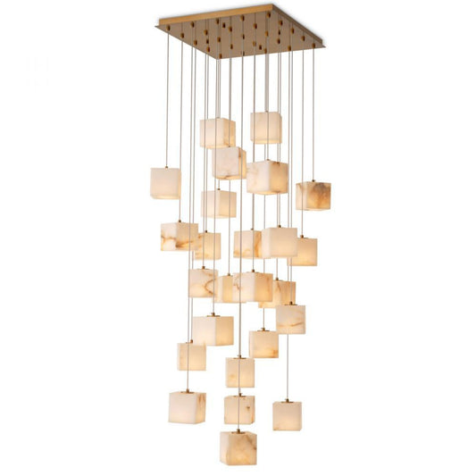 Eichholtz Chandelier Duboce Antique Brass, Alabaster