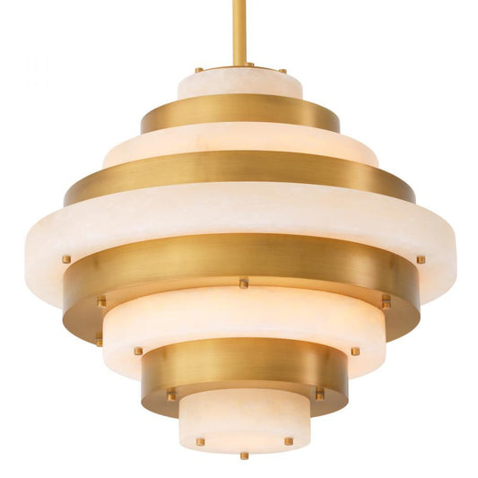 Eichholtz Chandelier Lazzari Antique Brass, Alabaster