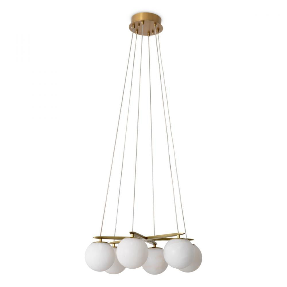 Eichholtz Chandelier Morro Antique Brass, Alabaster