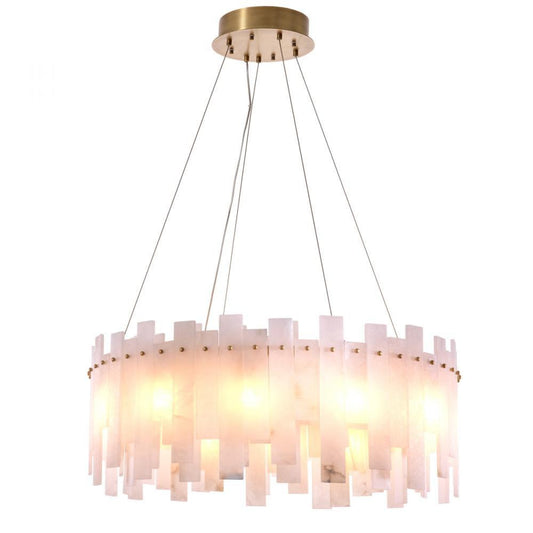 Eichholtz Chandelier Pizzorni Antique Brass, Alabaster