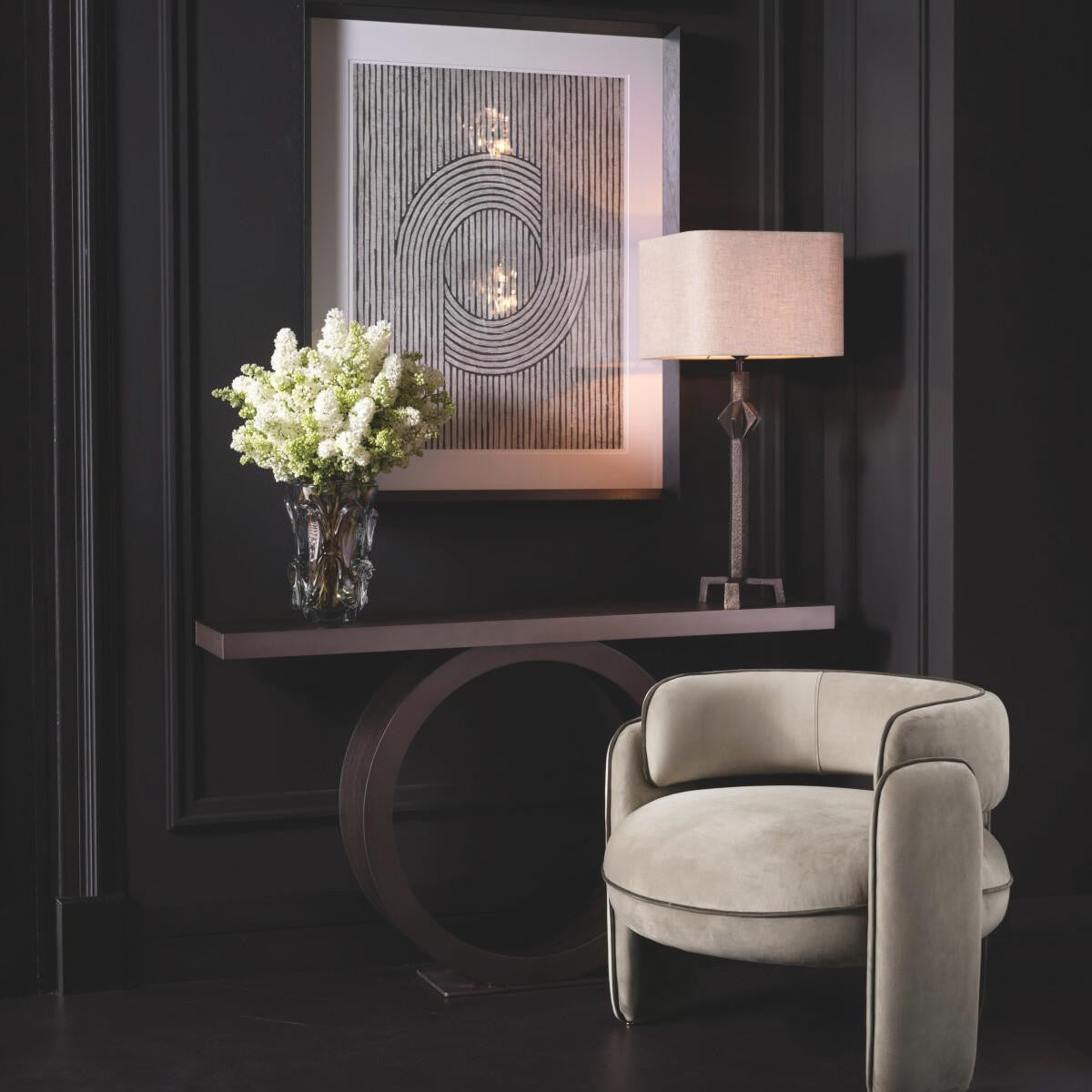 Eichholtz Chaplin Armchair, Savona Greige Velvet, Savona Gray Velvet Piping, 26.97"H (A117597 YV0J03YT4A)