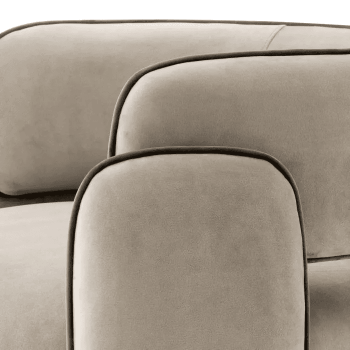Eichholtz Chaplin Armchair, Savona Greige Velvet, Savona Gray Velvet Piping, 26.97"H (A117597 YV0J03YT4A)