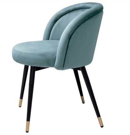 Eichholtz Chloe Dining Chair, Set of 2, Savona Blue Velvet, Black & Brass Legs, 30.31"H (A115965 YV0J03YX16)