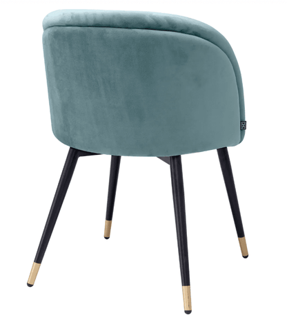 Eichholtz Chloe Dining Chair, Set of 2, Savona Blue Velvet, Black & Brass Legs, 30.31"H (A115965 YV0J03YX16)