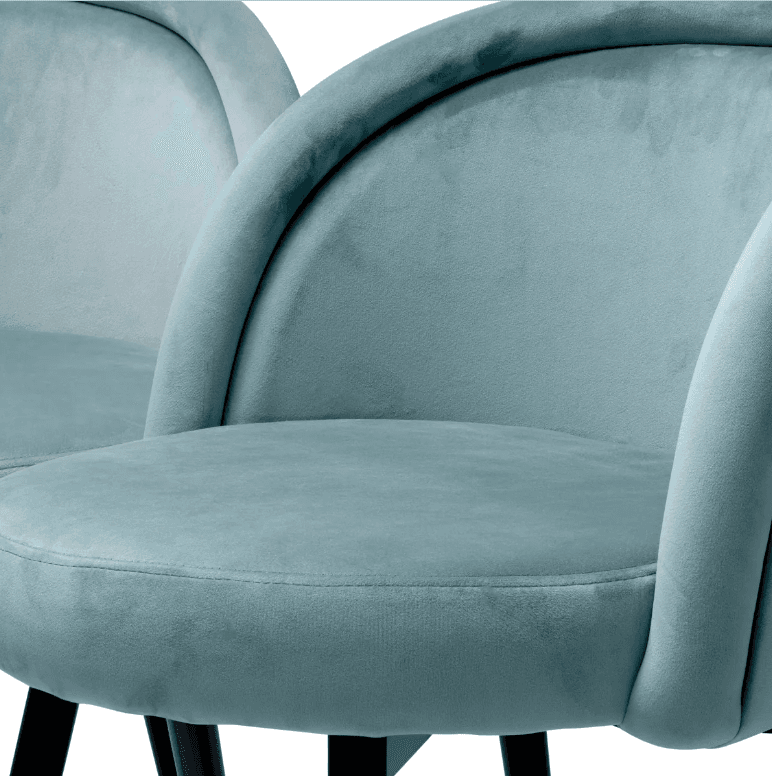 Eichholtz Chloe Dining Chair, Set of 2, Savona Blue Velvet, Black & Brass Legs, 30.31"H (A115965 YV0J03YX16)
