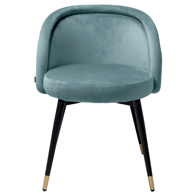 Eichholtz Chloe Dining Chair, Set of 2, Savona Blue Velvet, Black & Brass Legs, 30.31"H (A115965 YV0J03YX16)