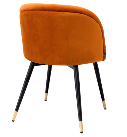 Eichholtz Chloe Dining Chair, Set of 2, Savona Orange Velvet, Black & Brass Legs, 30.31"H (A115964 YV0J03YX17)