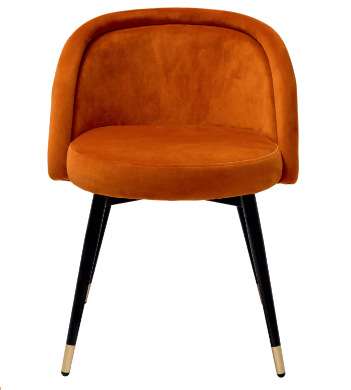 Eichholtz Chloe Dining Chair, Set of 2, Savona Orange Velvet, Black & Brass Legs, 30.31"H (A115964 YV0J03YX17)