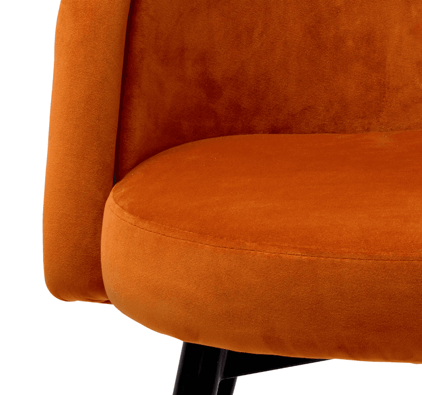 Eichholtz Chloe Dining Chair, Set of 2, Savona Orange Velvet, Black & Brass Legs, 30.31"H (A115964 YV0J03YX17)