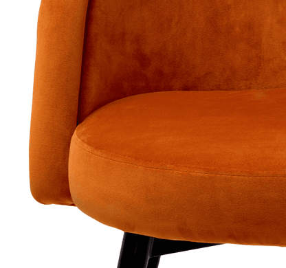 Eichholtz Chloe Dining Chair, Set of 2, Savona Orange Velvet, Black & Brass Legs, 30.31"H (A115964 YV0J03YX17)
