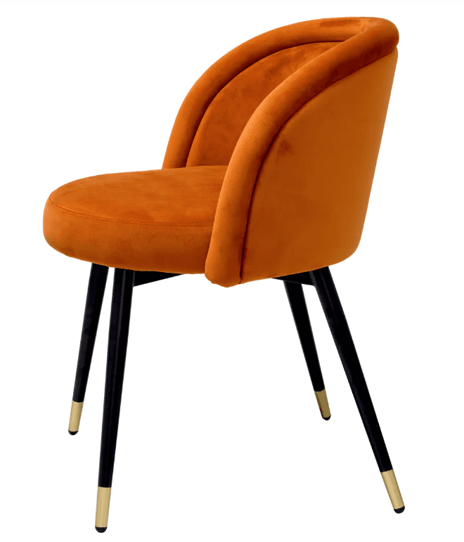 Eichholtz Chloe Dining Chair, Set of 2, Savona Orange Velvet, Black & Brass Legs, 30.31"H (A115964 YV0J03YX17)