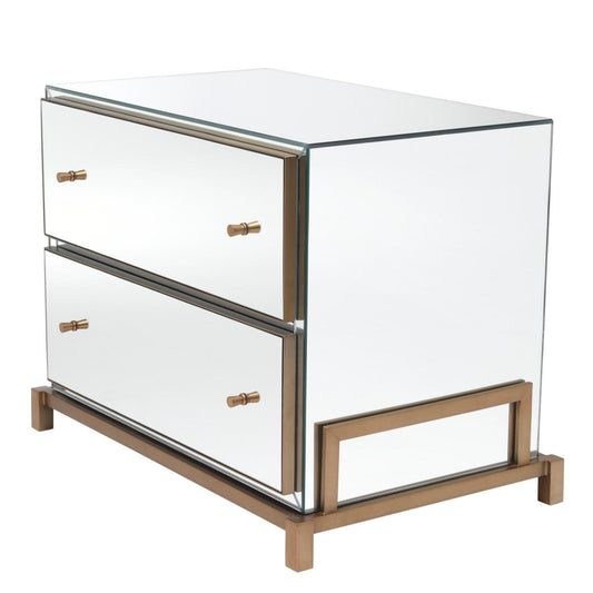 Eichholtz Clarington Nightstand, Mirror Glass, Brushed Brass, 32.09"W (114220 YV0J03YP6Q)
