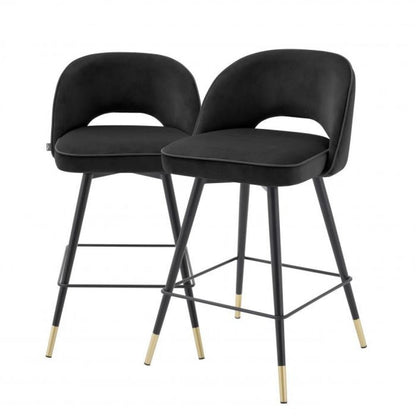 Cliff Counter Stool Set of 2 - Black Velvet